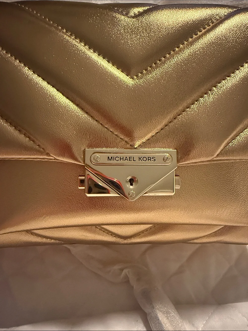 Michael Kors Metallic Gold Quilted Crossbody Bag